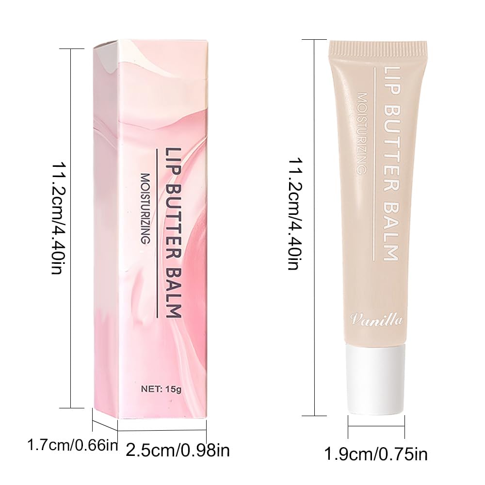 Summer Hydrating Lip Butter Balms Lip Gloss,Natural Vegan Lip Balm Tinted for Instant Moisture,Shine,Hydration Sheer-Tinted,Soothes & Softens Dry Lips,Bálsamo labial hidratante 01#Vanilla (0.5 Fl Oz)