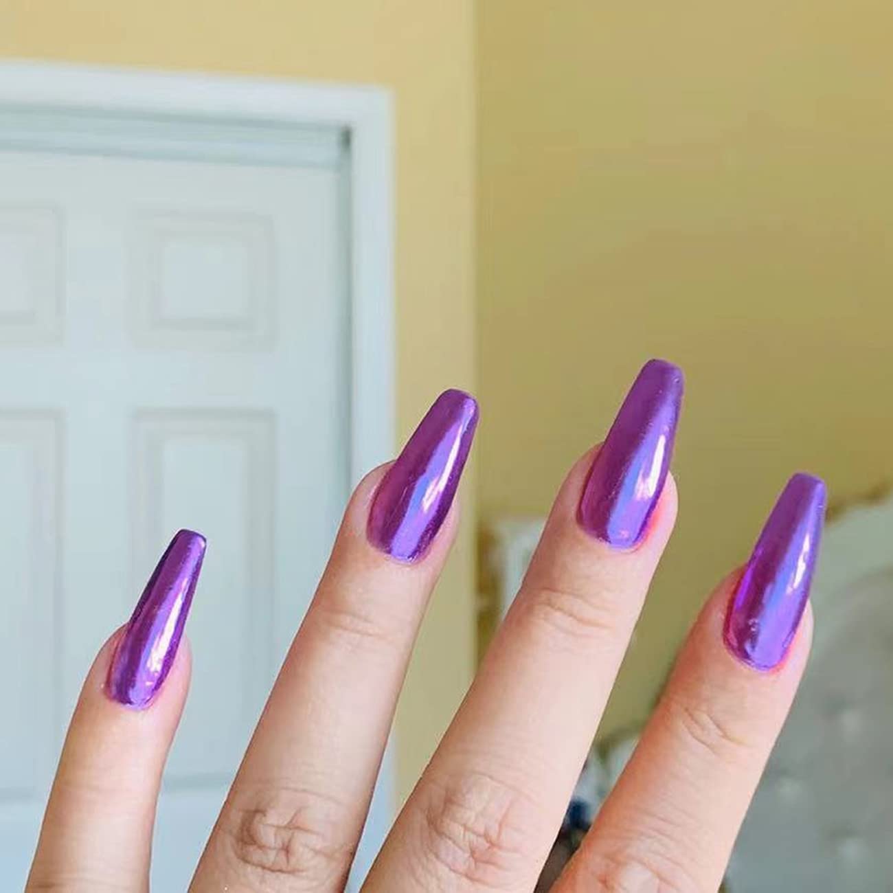 6 Jars Chrome Nail Powder, Chrome Effect Nail Powder Set, Shiny Nail Glitter Powder with Magic Mirror Effect for Nail Art Design Decoration