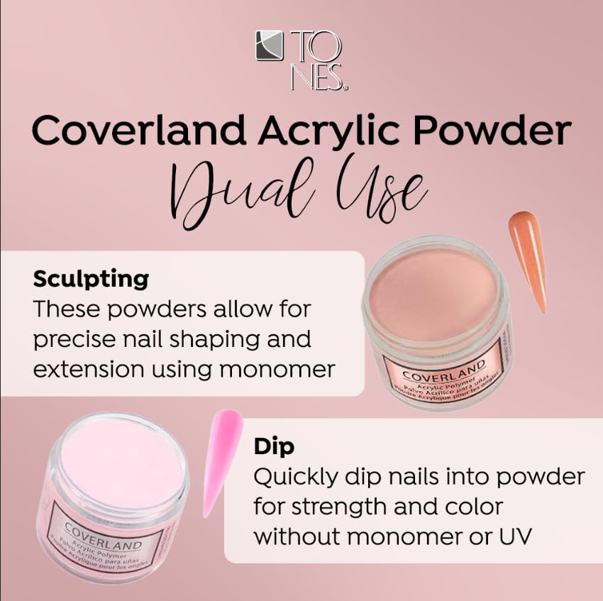 Tones Coverland Acrylic Nail Powder "April Showers" - Limited Edition Acrylic Powder for Nail Design, Sculpting, and Masking Nail Bed Imperfections - Professional Acrylic Nail Supplies - (1.5 Oz)