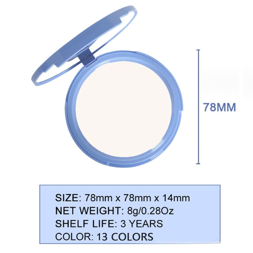 evpct Oil Control Pressed Face Powder Compact for Women, Translucent Setting Powder Makeup Foundation for Women, Waterproof Long Lasting Lightweight, polvo compacto de maquillaje, 13 White Translucent
