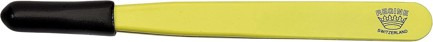 Slant Tweezer - Handmade in Switzerland - Professional Eyebrow & Facial Hair Remover - Etched Interior Grabs Hair from The Root - Perfectly Aligned Tips - Stainless Steel, Yellow