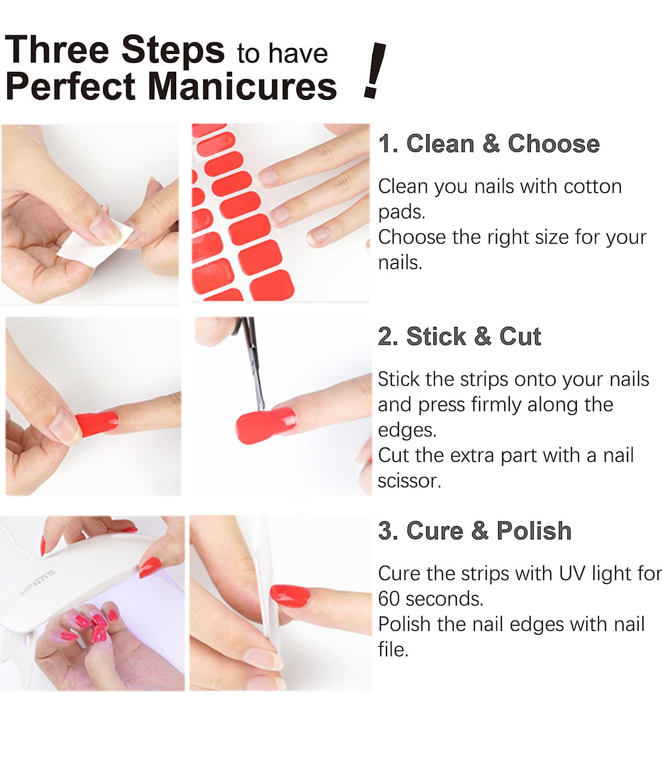 Semi Cured Gel Nail Strips, 20pcs Cat Eye, Lines, Gel Nail Stickers UV for Home Nails DIY