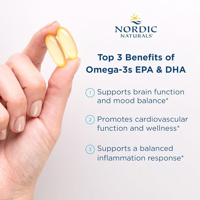 Nordic Naturals Omega-3, Lemon Flavor - 60 Soft Gels - 690 mg Omega-3 - Fish Oil - EPA & DHA - Immune Support, Brain & Heart Health, Optimal Wellness - Non-GMO - 30 Servings