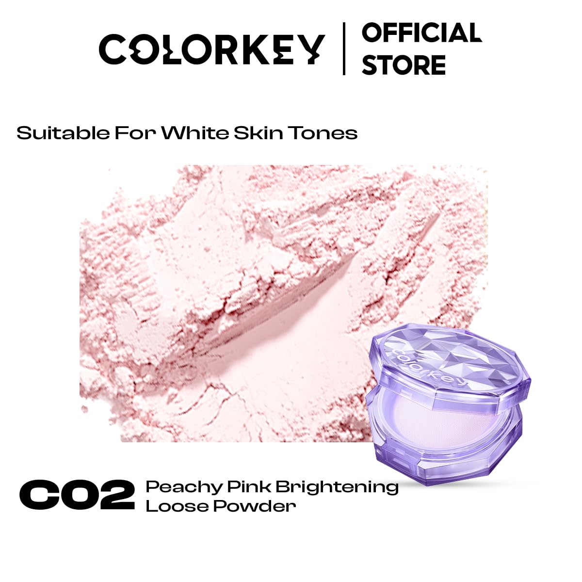 Colorkey Original Setting Loose Powder, Matte Finish, Long-lasting, Oil-control, Waterproof, Sweat-proof, Non-cakey, Natural Look, Sets Makeup, Evens Skin Tone (C02, Normal)
