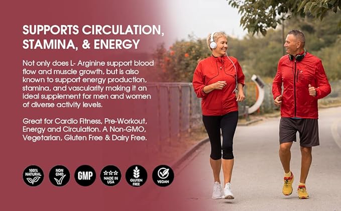 L-arginine 5000 mg and L-citrulline 1000 mg Combo, Nitric Oxide Supplement Complex, Cardio Heart Health Powder, Mixed Berry Flavor, 16.82 Oz..