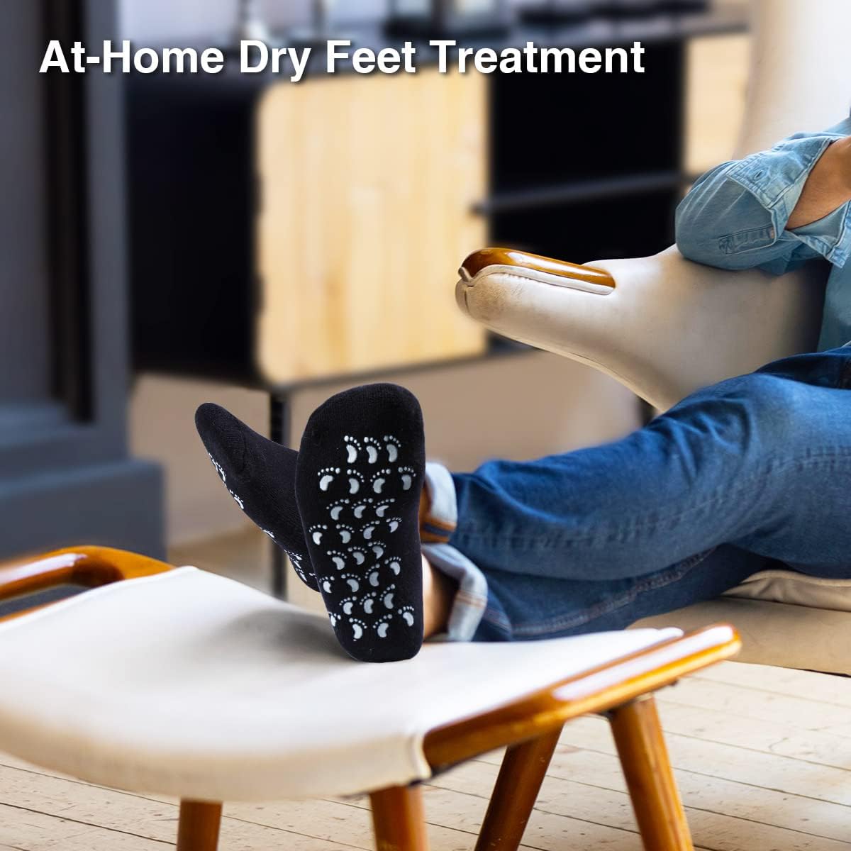 Codream Large Men's Moisturizing Gel Socks Men's Feet Care Ultimate Treatment for Dry Cracked Rough Skin on Feet Pack of 2 Pairs Black US Men 10-15