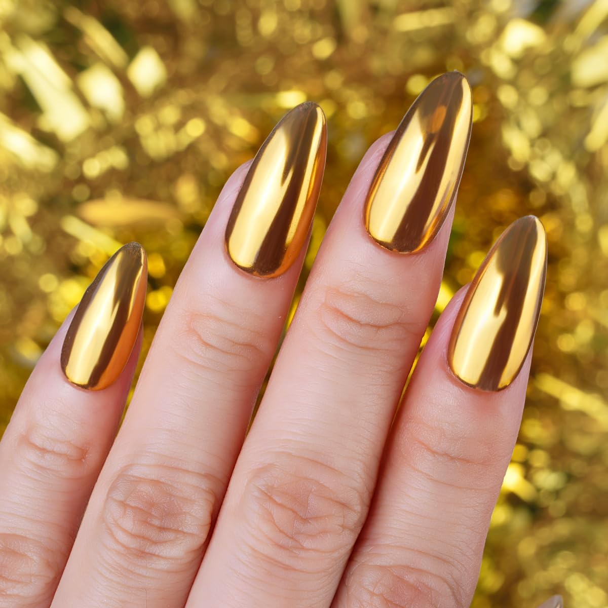 PrettyDiva Chrome Nail Powder - Gold Mirror Effect Nail Chrome Powders, Highlight Metallic Chrome Powder for Nail Art Pigment Chrome Powder for Nails (gold, 1g)