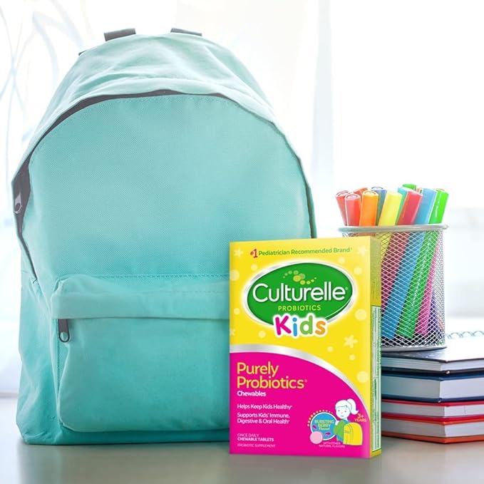 Culturelle Kids Chewable Daily Probiotic for Kids, Ages 3+, No.1 Pediatrician-Recommended Brand, Natural Berry, Daily Probiotics for Digestive Health, Oral Care & Immune Support, 2 Month Supply