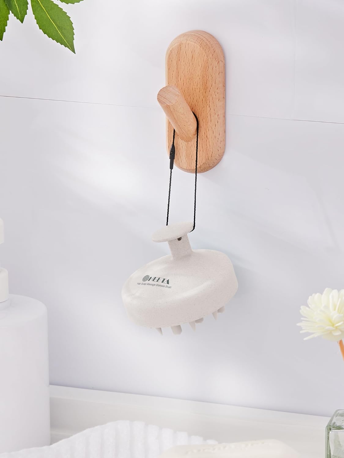 HEETA Hair Scalp Massager for Hair Growth, Shampoo Brush, Scalp Scrubber Exfoliator with Soft Silicone Bristles for Dandruff Removal to Relieve Stress, Wet Dry Use Updated Material, Beige