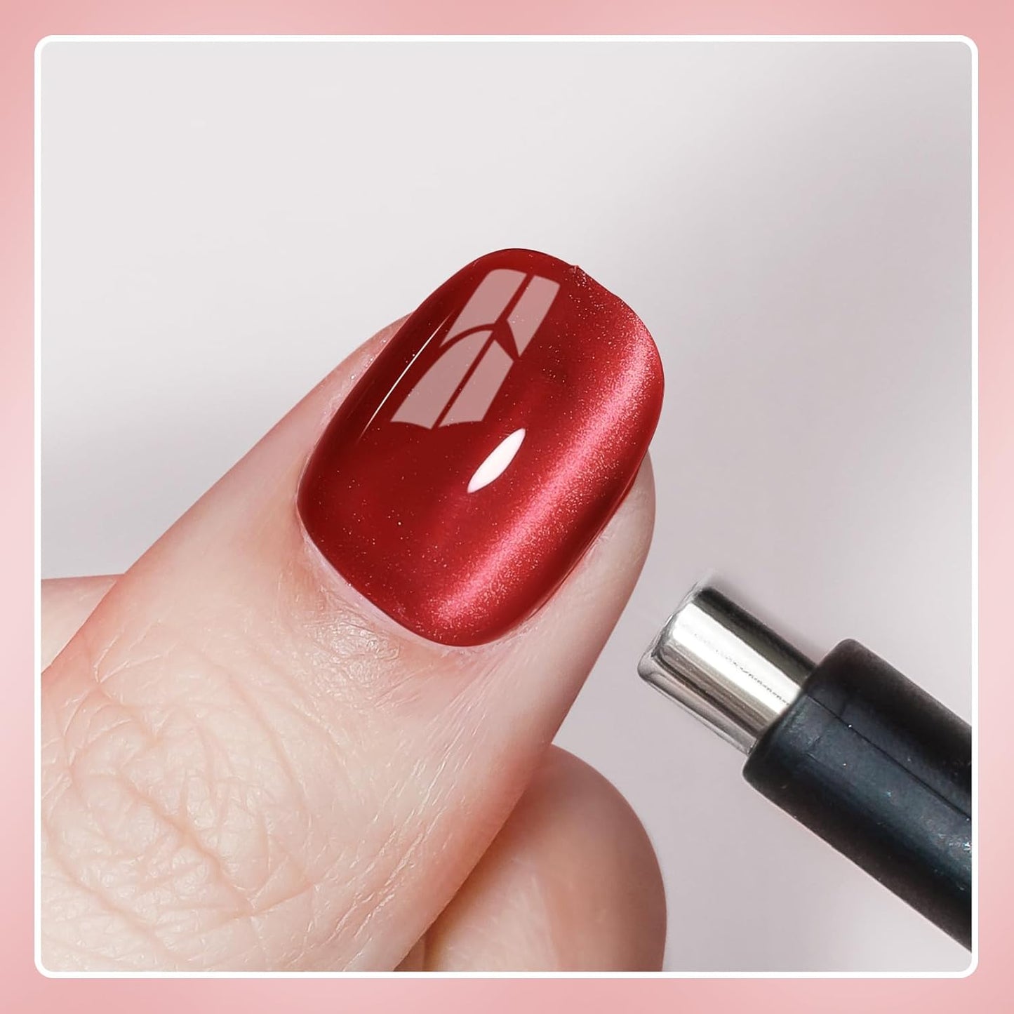 Red Cat Eye Gel Nail Polish, 15ML Jelly Glass Cateye Gel Polish with Magnet Moonlight Shimmer Glitter Magnetic Nail Polish Soak Off Salon DIY at Home