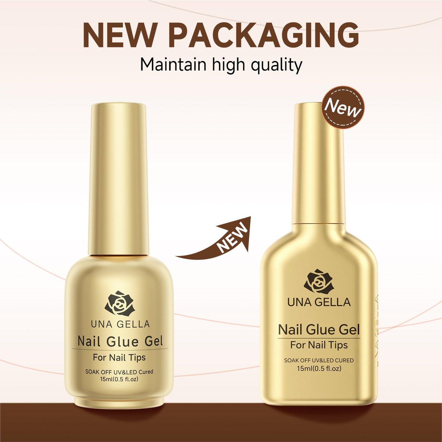 UNA GELLA 6 in 1 UV Gel Nail Glue for Clear Soft Gel Nails Tips, 2Pcs 15ml Lamp Curing Needed Long Lasting Super Strong Brush UV Nail Glue for Fake Tips and Clear Press on Nails