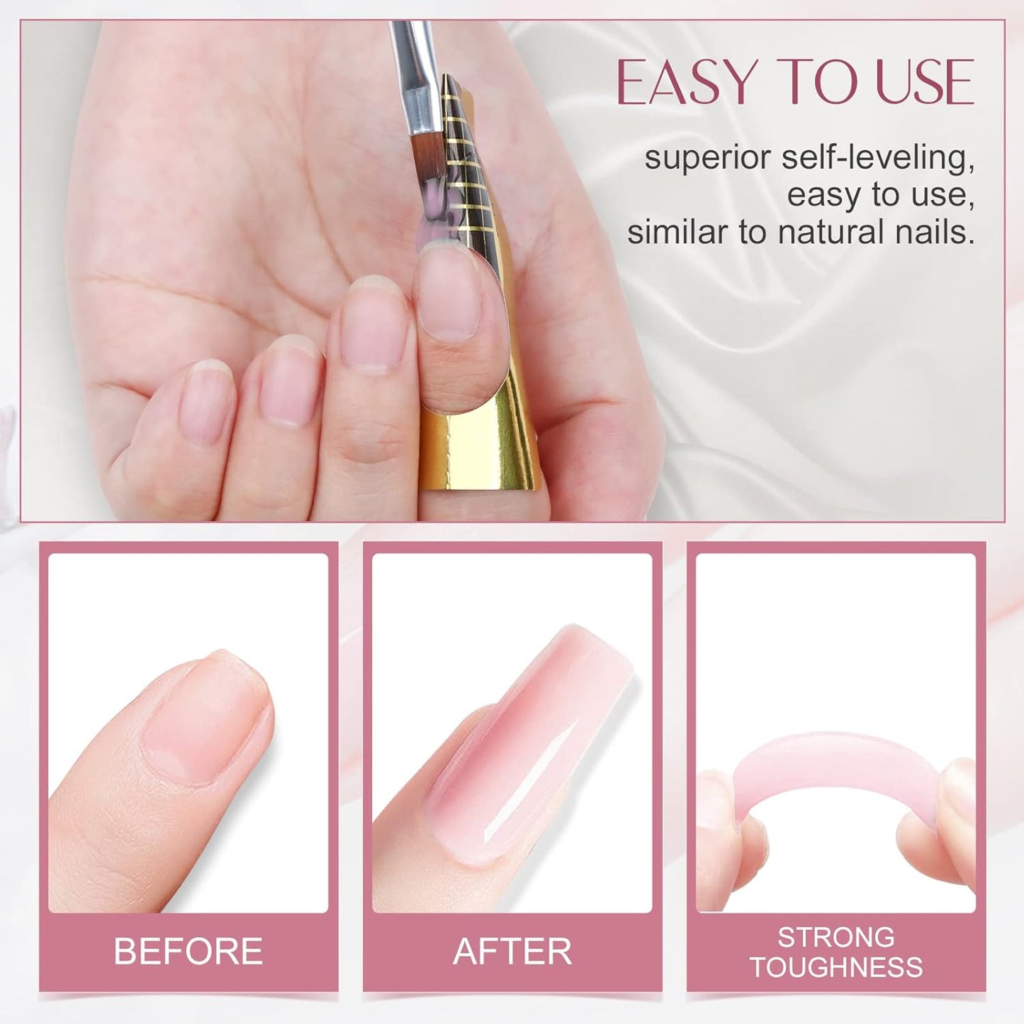 SAVILAND 100 G Builder Nail Gel - 3.5 oz Light Pink Hard Gel for Extension Nail Art Manicure Starter for Professional Nails Salon Home DIY