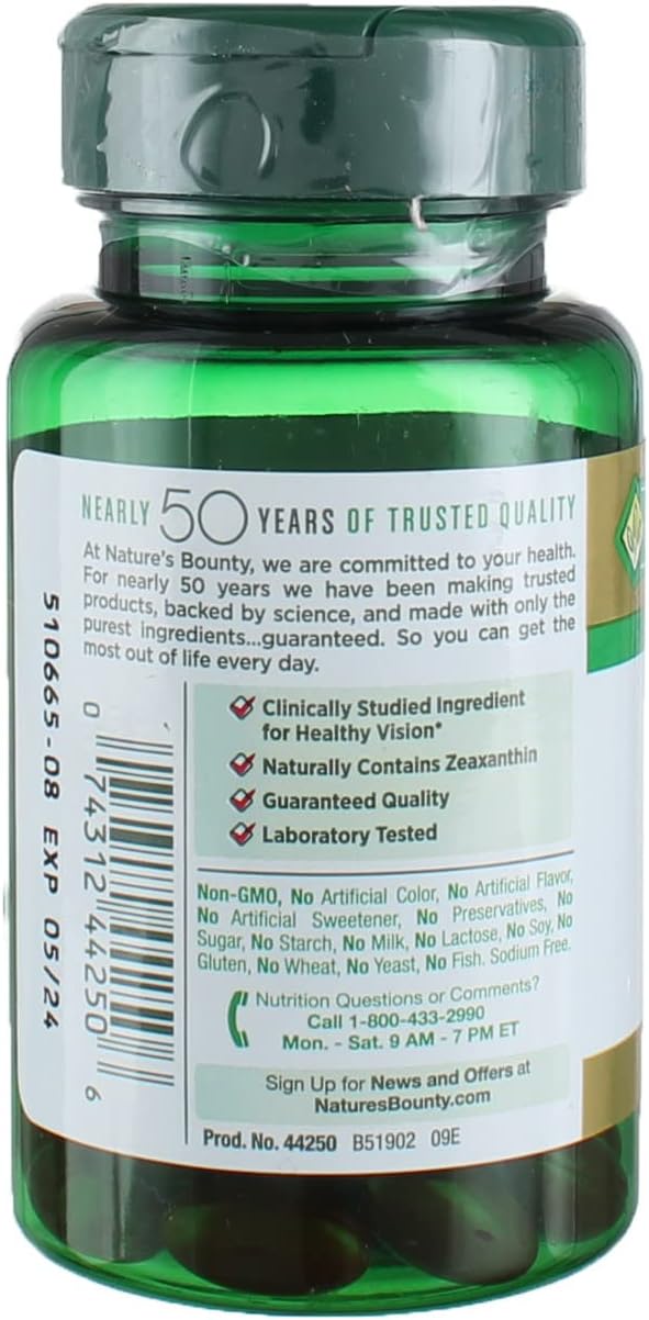 Nature's Bounty Lutein Pills, Eye Health Supplements and Vitamins, Support Vision Health, 40 mg, 30 Softgels