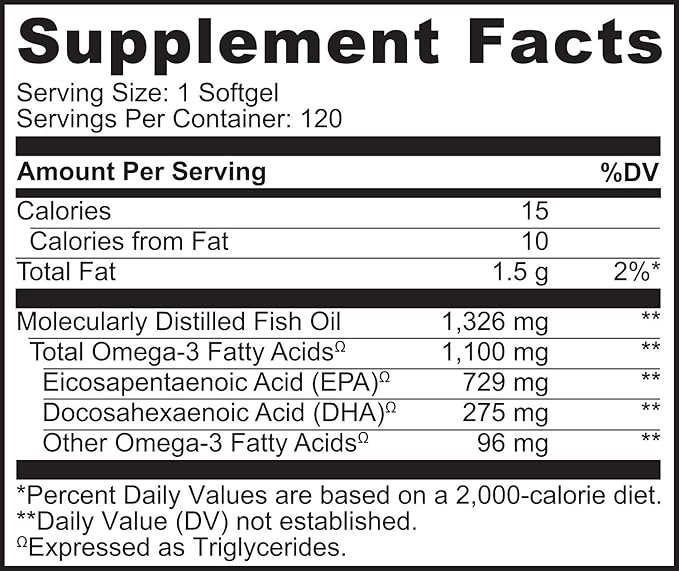 NATURELO Burpless Omega 3 Fish Oil Supplement - 1100mg Triglyceride Omega-3, EPA + DHA, Liquid Fish Oil Omega 3 for Heart, Eye, Brain, Joint Health - 120 Softgels, 4 Months Supply
