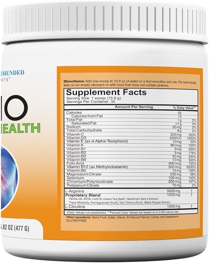 DOCTOR RECOMMENDED SUPPLEMENTS Cardio Heart Health Powder – L-Arginine Supplement 5000mg & L-Citrulline 1000mg, (Pack of 3-16.82 oz / 50.46 oz)