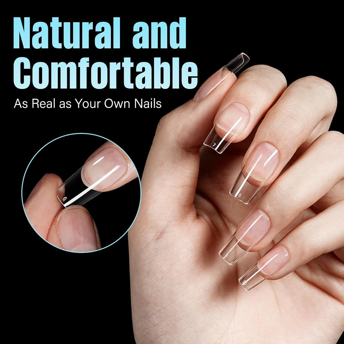 TOMICCA Medium Square Nail Tips, 240Pcs Soft Acrylic Nail Tips Pre-Shaped Half Matte Fake Clear Gelly Tips, Press on Acrylic Nails for Nail Extension DIY Nail Salon 12 Sizes