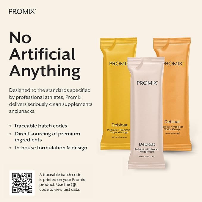 Promix Debloat Prebiotics and Probiotics Immune Support Supplement for Digestive Health, Nausea Relief, Gut Repair - Variety Pack - 12 Count