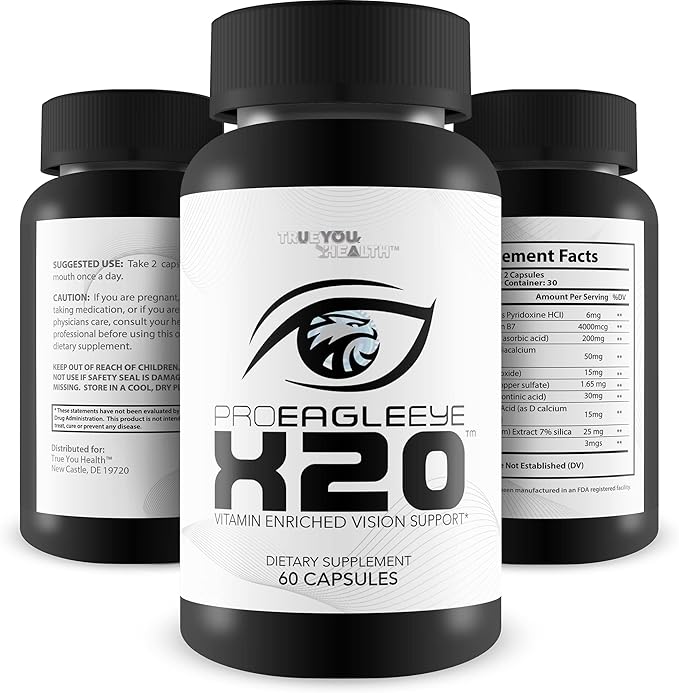 Pro EagleEye x20 - Vitamin Enriched Vision Support - Multi-Vitamin & Mineral Vision Supplement - Aid Eye Sight & Eye Health - Pro Eagle Eye X20 Vitamins to Strengthen Vision - Aid Details