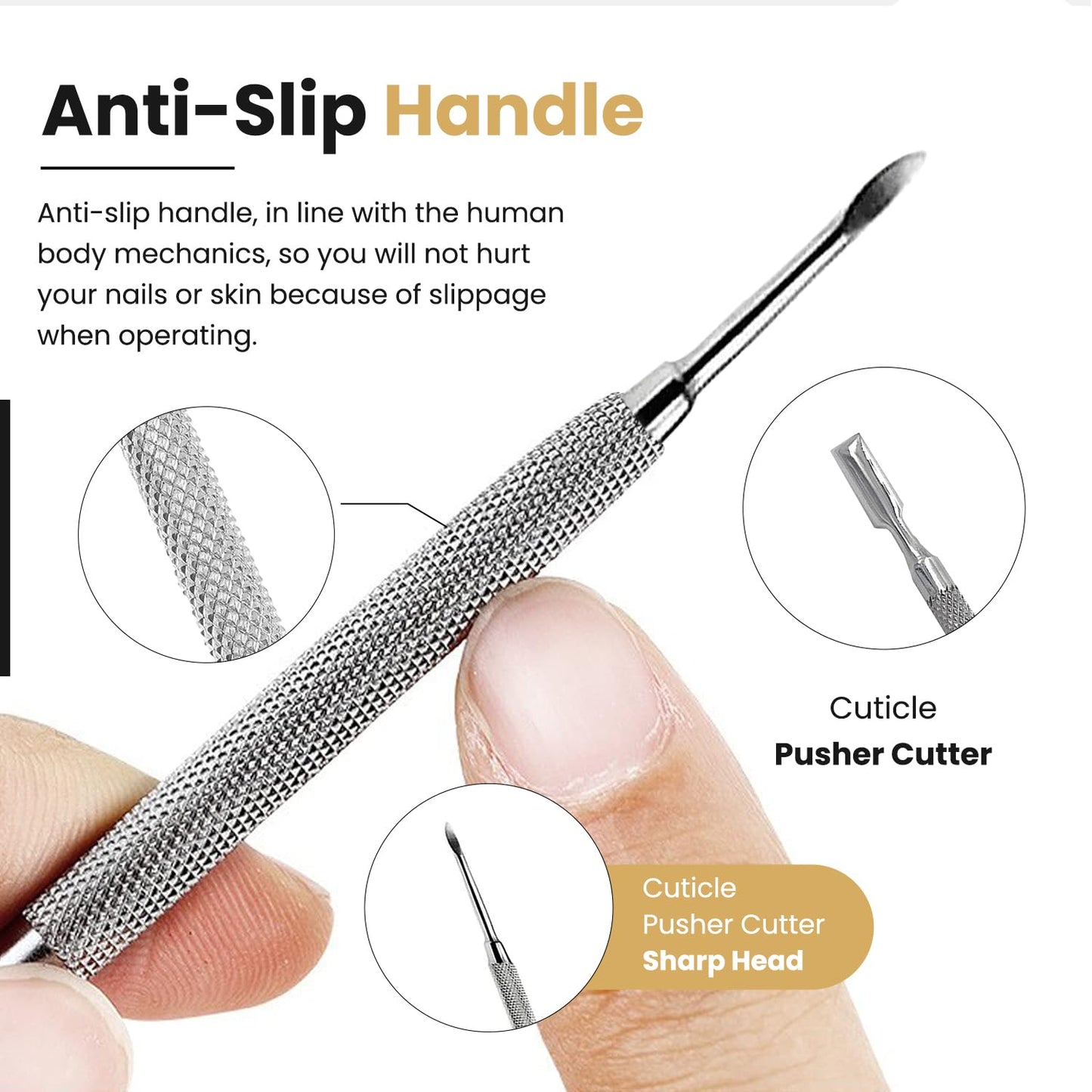 Cuticle Pusher Tools - Professional Nail Cuticle Pusher Cuticle Remover Cuticle Trimmer Spoon Shaped Nail Cleaner Dual Sided Metal Stainless Steel Manicure Pedicure for Women 2 Pack Set Krisp Beauty