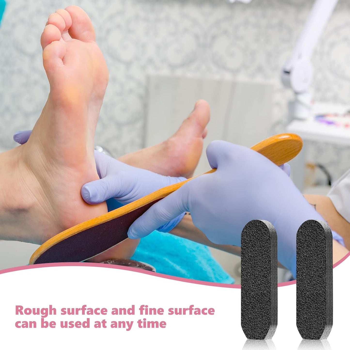 Flutesan 80 Pcs Stainless Steel Foot File Refills 80 Grit Replacement Pads Coarse Fine Pedicure File Refills Double Side Reusable Foot Rasp Pad with Removable Glue