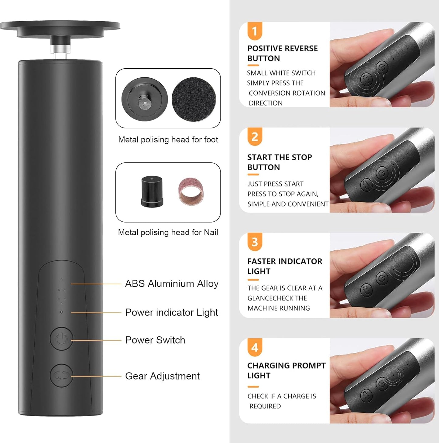 ele ELEOPTION Electric Callus Remover for Feet Electric Foot File Nail Grinder 6 Speed Adjustable Rechargeable Professional Foot Sander Pedicure Tool for Feet Dry Dead Skin Black