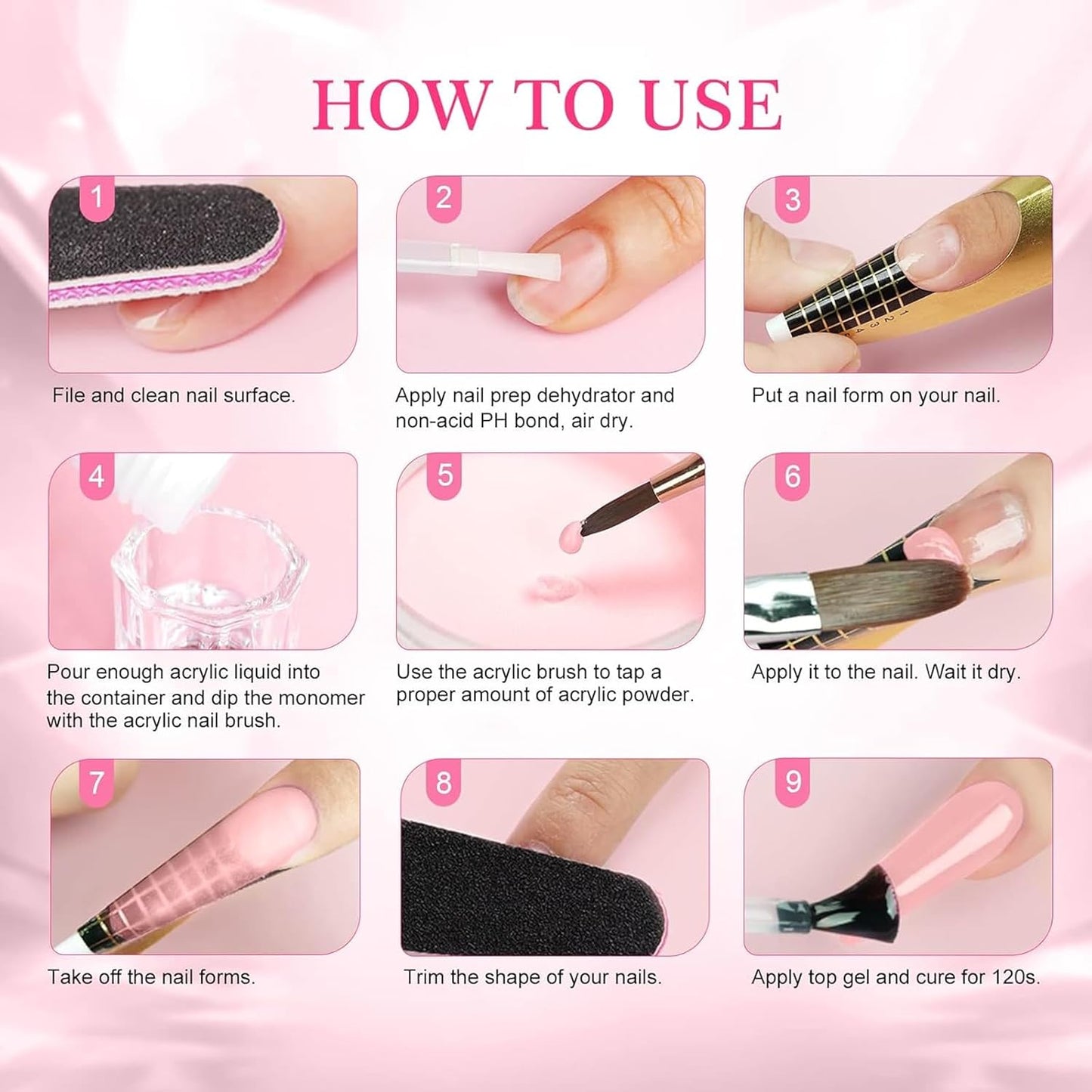 White Acrylic Nail Powder, 120g Professional Acrylic Nail Powder Polymer for 3D French Nail Manicure Extension Nail Carving No Need Nail Lamp