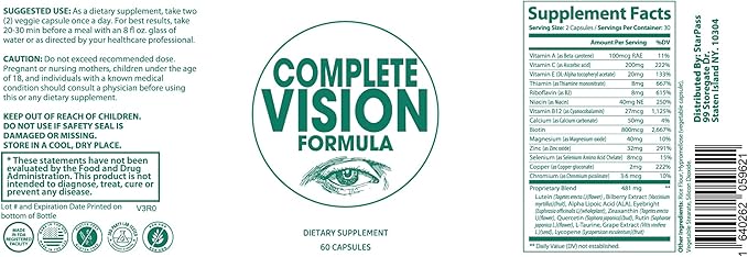Pure Eye Health Vitamin & Mineral Supplements for Adults | #1 Complete Research Vision Formula w/Bilberry, Lutein, Zeaxanthin, Lycopene, Resveratrol | Supports Eye Strain, Dry Eyes 60 Capsules