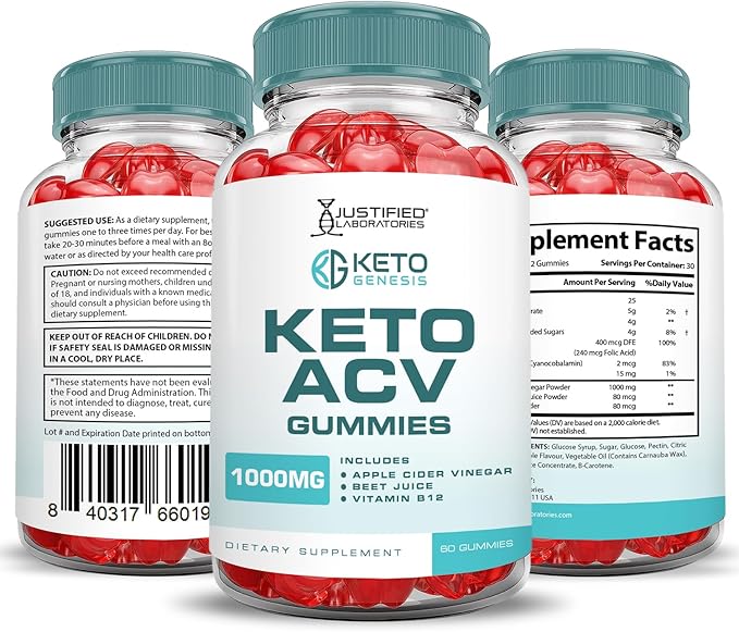 (2 Pack) Keto Genesis Keto ACV Gummies Advanced Formula 1000MG Keto Genesis Keto Gummies Apple Cider Vinegar Formulated with Pomegranate Beet Juice Powder B12 Vegan Non GMO 120 Gummys