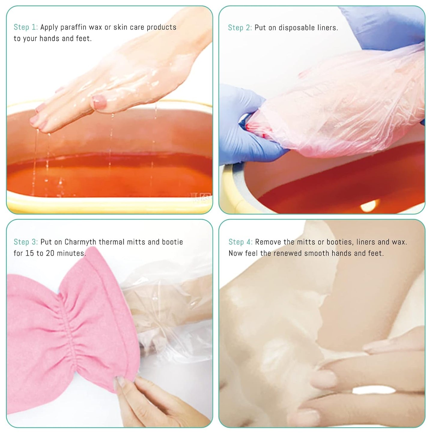 Paraffin Wax Bath Terry Cloth Gloves & Foot Liners, Paraffin Wax Machine Heated SPA Mittens Foot Liners, Thick Heat Hand Feet Treatment Insulated Mitt Spa Feet Cover Great for Men Women (Pink)