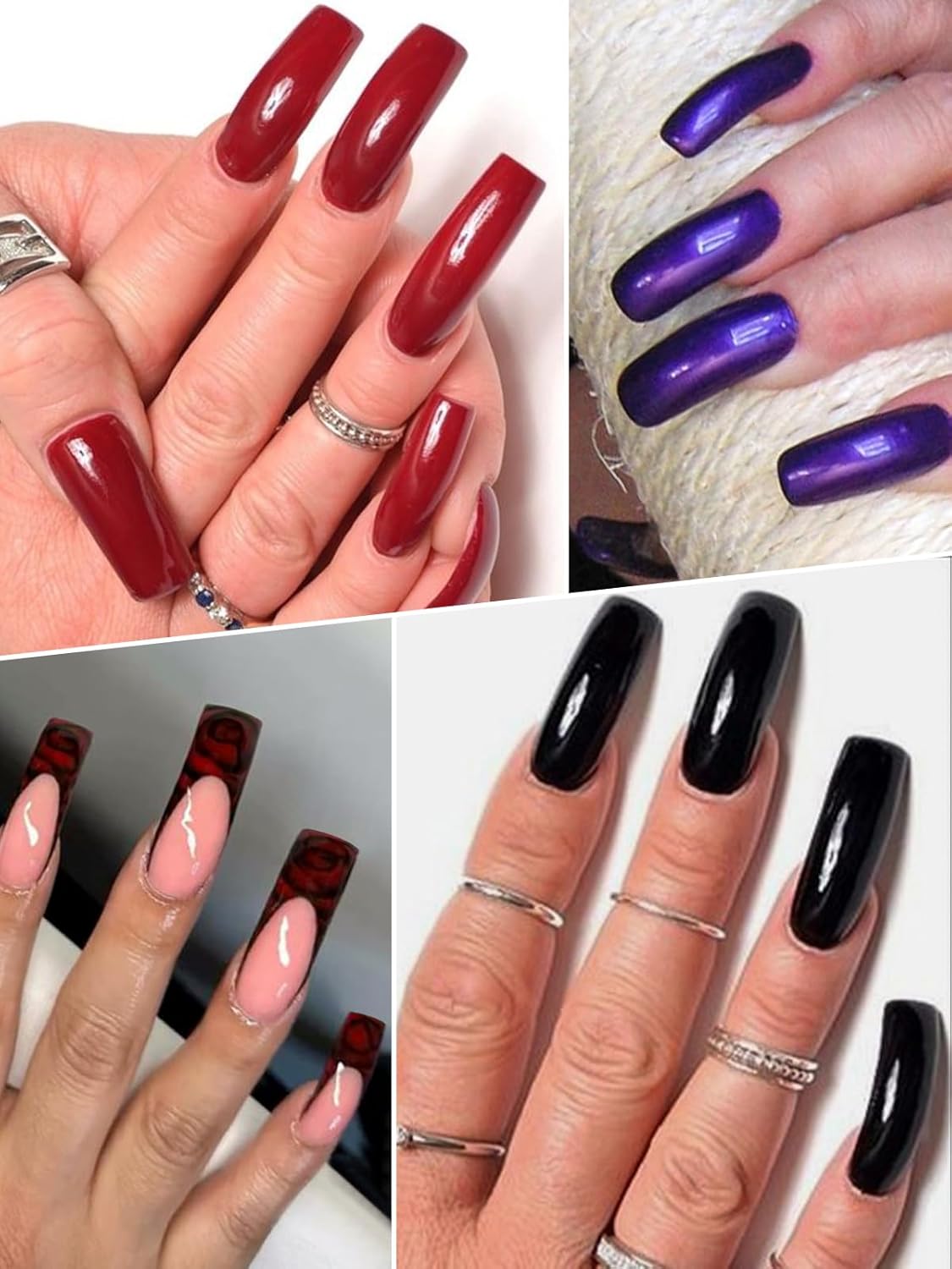 TOROKOM 150Pcs Poly Extension Gel Dual Nail Forms Clear Nail Forms Full Cover Coffin Nail Molds 15 Sizes for Gel Manicure Nail Art Design Salon&DIY