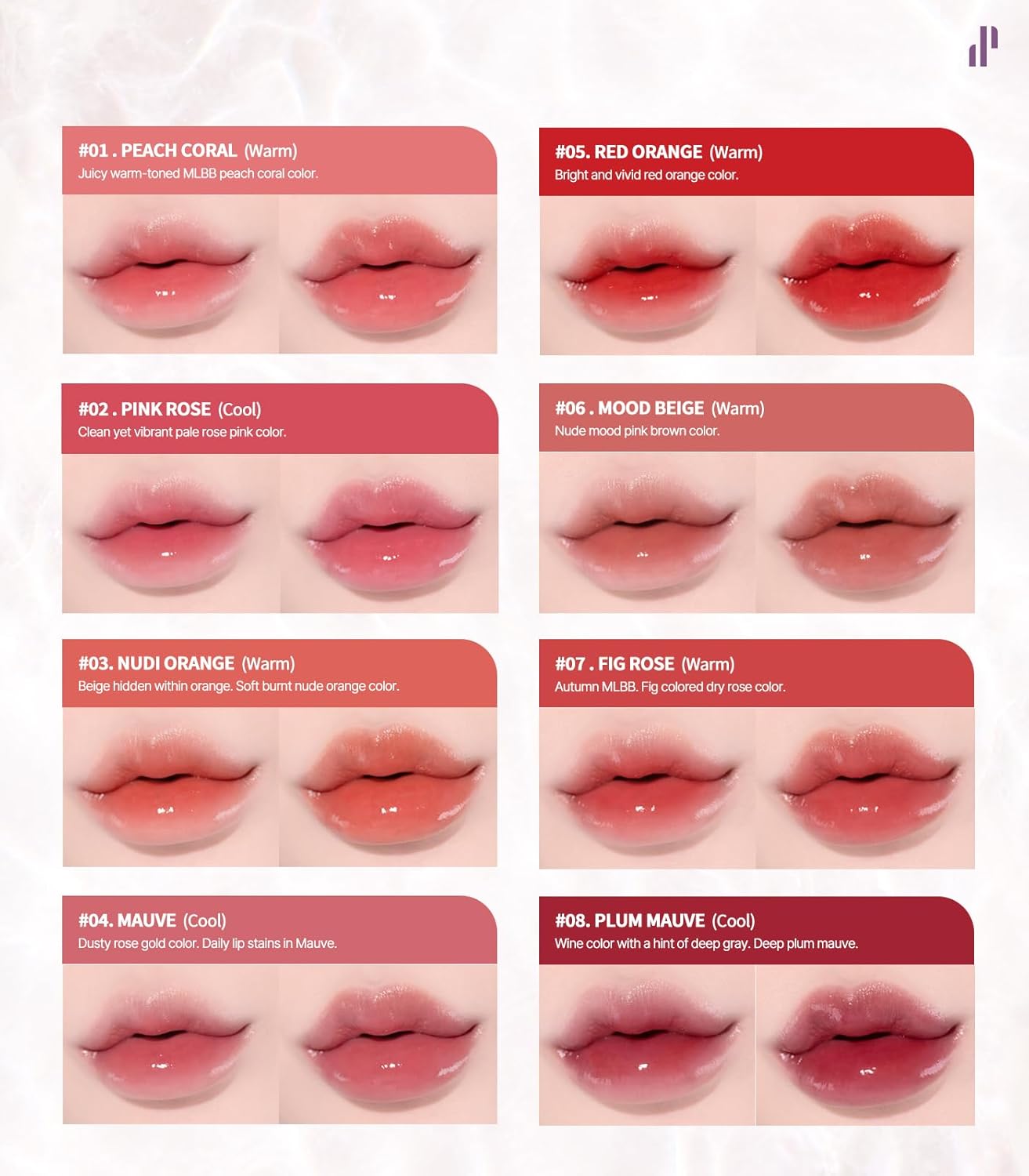 Heart Percent Dote On Mood Pure Glow Tint, Watery & Lightweight Moisturizing Lip Stain Long Lasting Liquid Lipstick 6.8g, #06. Mood Beige