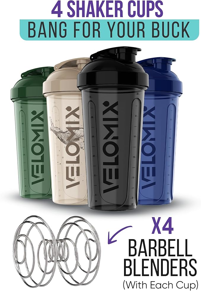 '-4 PACK- 28 oz Shaker Cups for Protein Shakes - 4x Wire Whisk | BPA-Free & Dishwasher Safe | Leak Proof Protein Shaker Bottles for Protein Mixes | Large Blender Shaker Bottle Pack(Forest Edge)