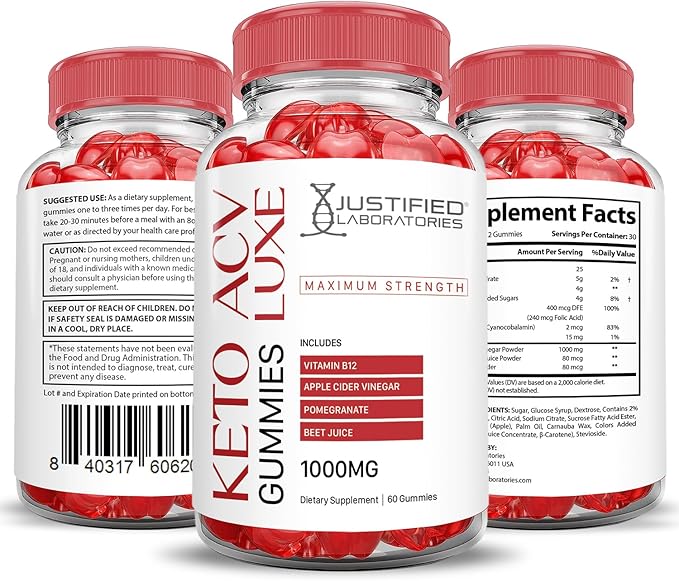 (2 Pack) Luxe Keto ACV Gummies Advanced Formula 1000MG Luxe Keto Gummies Apple Cider Vinegar Formulated with Pomegranate Beet Juice Powder B12 Vegan Non GMO 120 Gummys