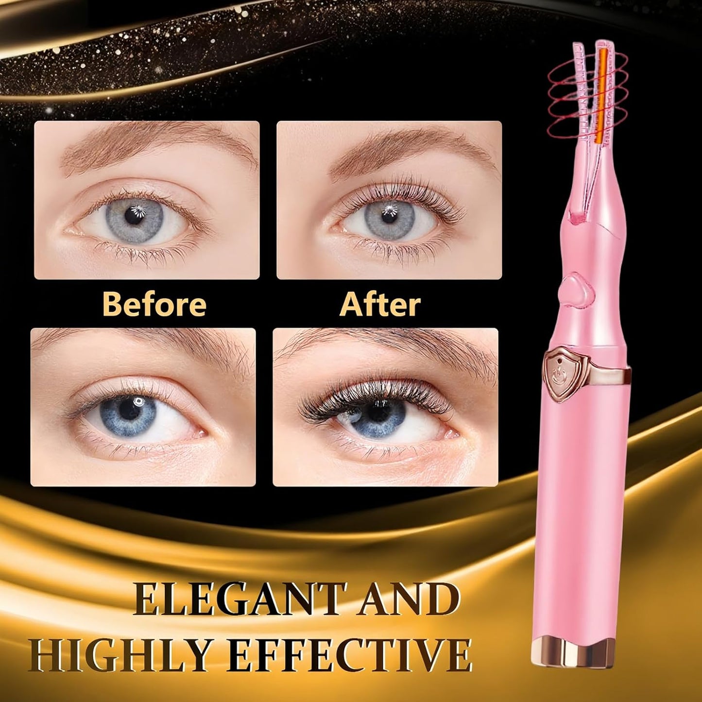 Heated Eyelash Curler, 2-in-1 Clip-Type Design, 3 Temperature Modes, USB Rechargeable Electric Eyelash Curler, Natural Curling 24H Long-Lasting Curl, Gift for Women & Girls, Light Pink DA