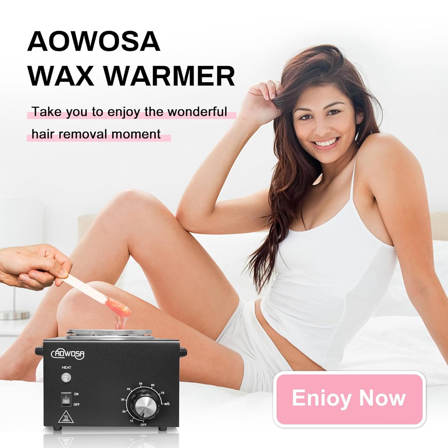 Professional Waxing Kit Wax Warmer Single Pot Wax Heater Machine for Hair Removal, Large Waxing Pot with Non-Stick Easy Clean Pot, 50 Sticks & 20 Collar, for Spa Salon Beauty Esthetician Home (Black)