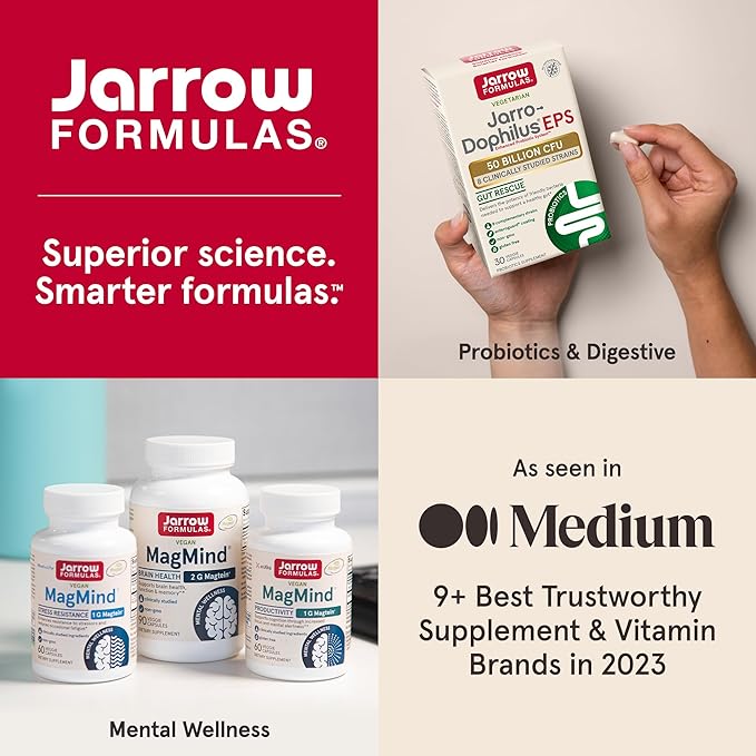 Jarrow Formulas® Methyl Folate 1000 mcg, Dietary Supplement, Methyl Folate for Cellular Energy Support, 100 Veggie Capsules, 100 Day Supply