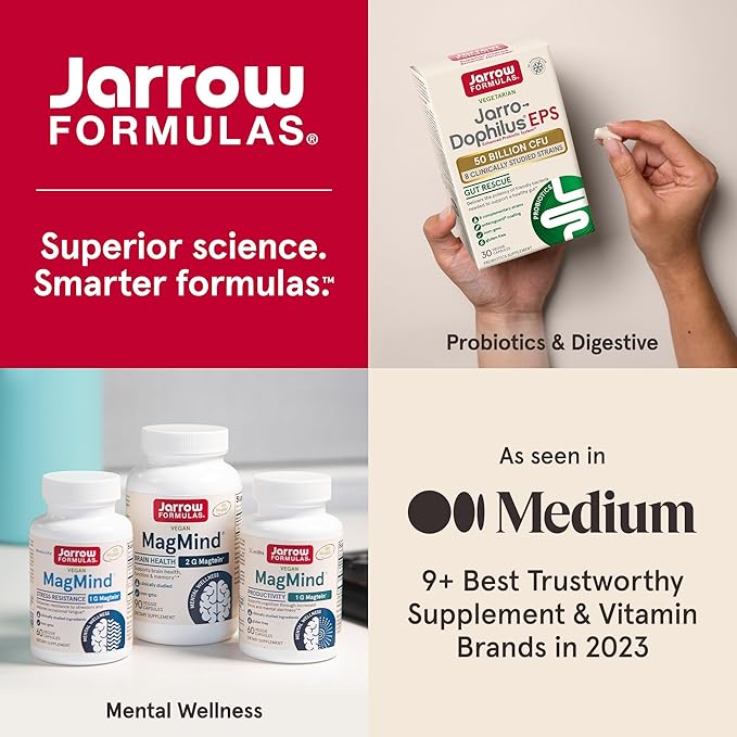 Jarrow Formulas® Methyl Folate 1000 mcg, Dietary Supplement, Methyl Folate for Cellular Energy Support, 100 Veggie Capsules, 100 Day Supply