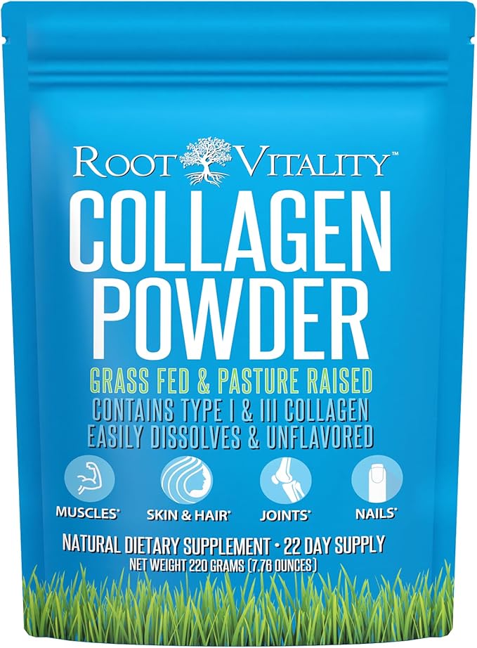 Collagen Peptides Powder - Grass-Fed, Pasture-Raised Hydrolyzed Protein Supplement for Skin, Hair, & Nails - Non-GMO, Zero Sugar Daily Supplement for Men & Women (22 Servings)