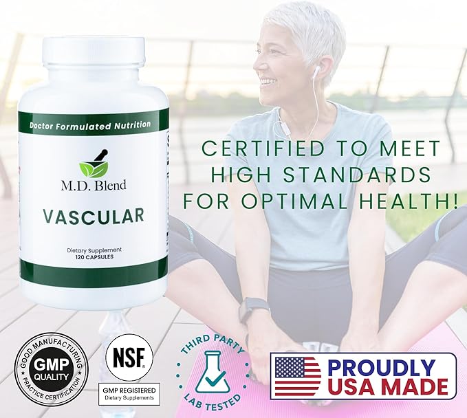 M.D. Vascular - Expert Formulated Supplement - Vascular & Overall Wellness Goals - Proper Flow, Numbers, Balance - Powerful Garlic, Ginger, L-Arginine, Pomegranate - 120 Capsules (Pack of 3)