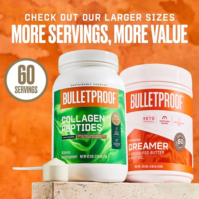 Bulletproof Vanilla Bean Energy Collagen Protein Powder, 18.3 Ounces, Caffeine-Free Fuel with Vitamins and Antioxidants