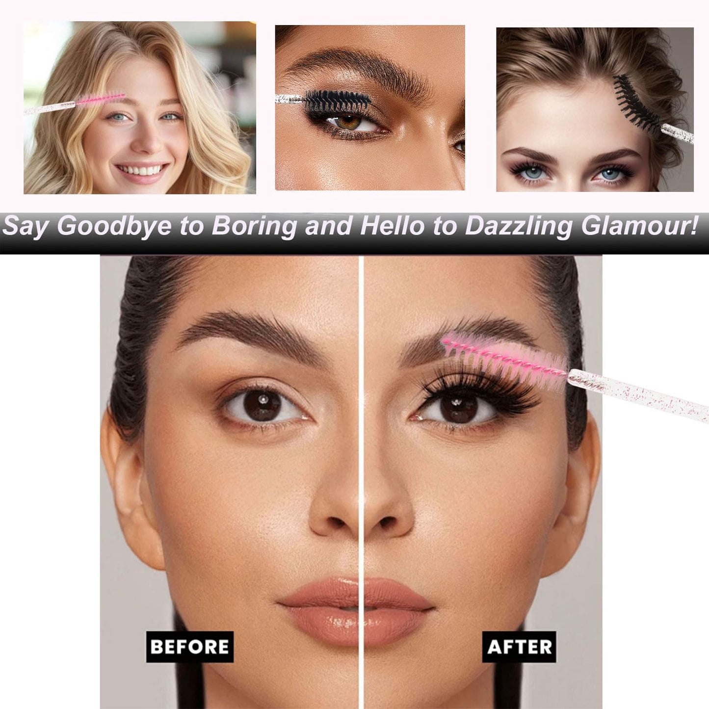 20 Pcs Disposable Mascara Wands Set,Include 10Pcs Crystal Lash Spoolies Brush and 10 Pcs Reusable Empty Eyelash Brush Tubes Halloween Party Decration