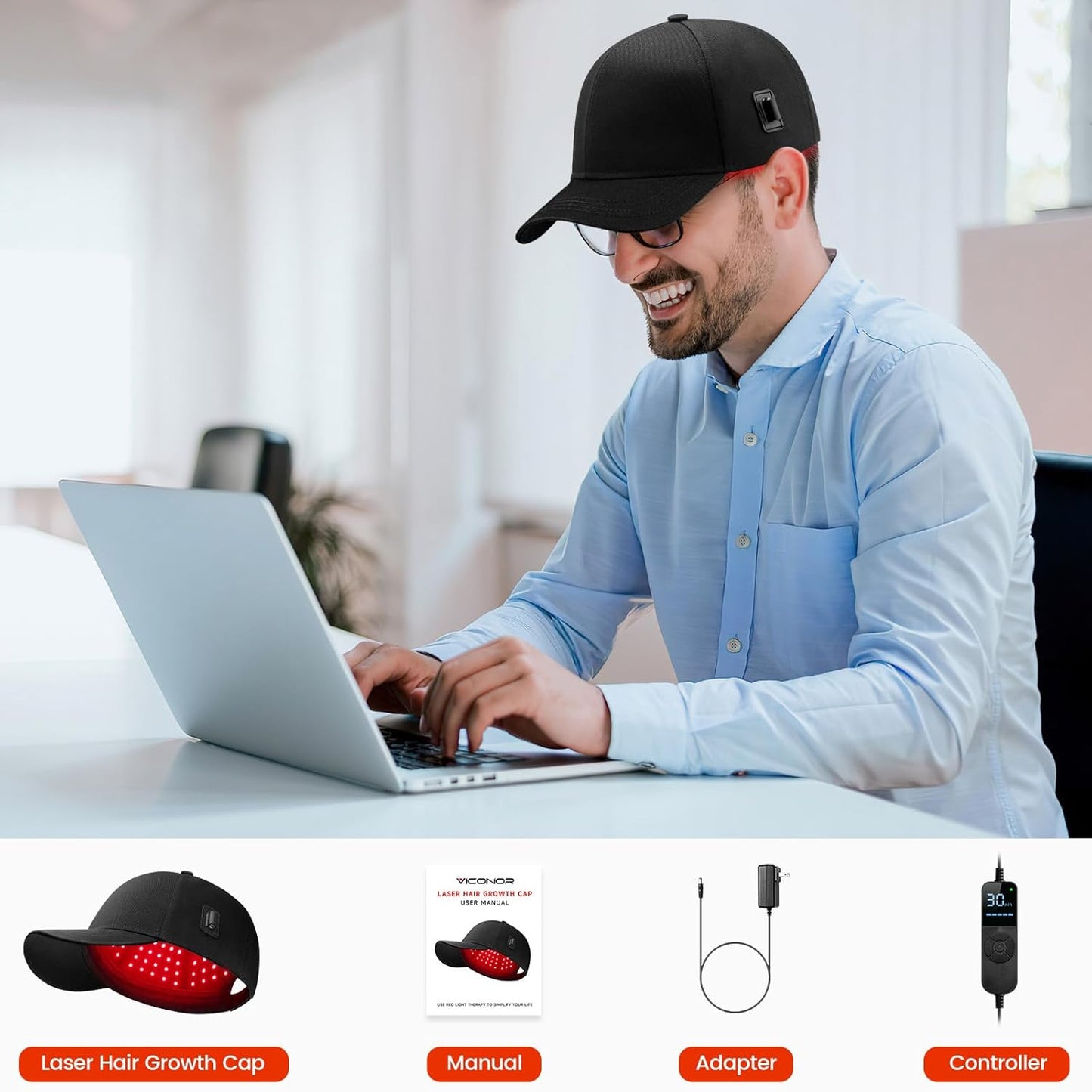 Laser Hair Growth Cap,Red Light theray for Hair, Deep Black Cap