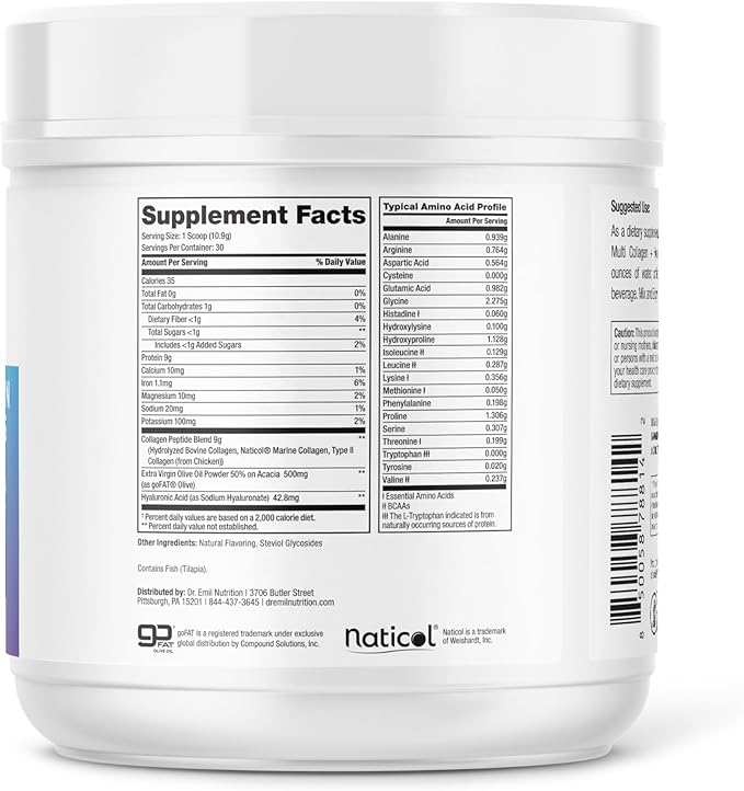 DR. EMIL NUTRITION Multi Collagen Peptides Plus - Apple Pie Flavor | 9g Collagen + Hyaluronic Acid | Skin, Hair, Nails & Joint Support | Paleo & Keto-Friendly, Non-GMO, 11.3 oz