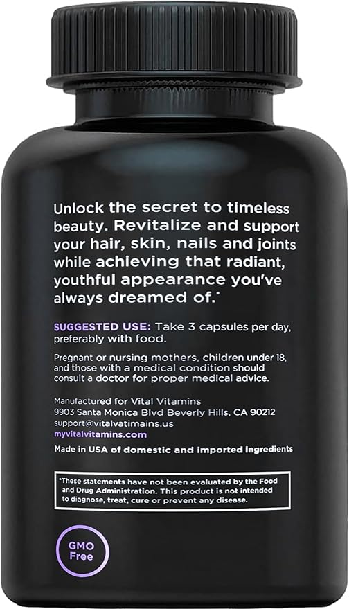 Vital Vitamins Multi Collagen Plus - Biotin, Hyaluronic Acid, Vitamin C - Multi Collagen Complex for Women & Men - Hair Growth Support Supplement - Skin, Nails Beauty Complex - 150 Pills