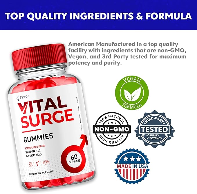 (2 Pack) Vital Surge Gummies, Vital Vita Surge Maximum Strength 1000MG Advanced Supplement Gummies, VitalSurge Mens Detox Supplement, Vitasurge Gomitas with Delicious Natural Ingredients (120 Gummies)