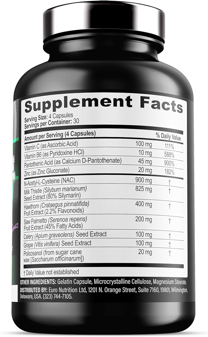Iron Labs Nutrition: Cycle Support Plus NAC (N-Acetyl-L-Cysteine) - Kidney and Liver Support Supplement - On Cycle Support Supplements for Men - N Acetyl L Cysteine and Milk Thistle (120 Capsules)
