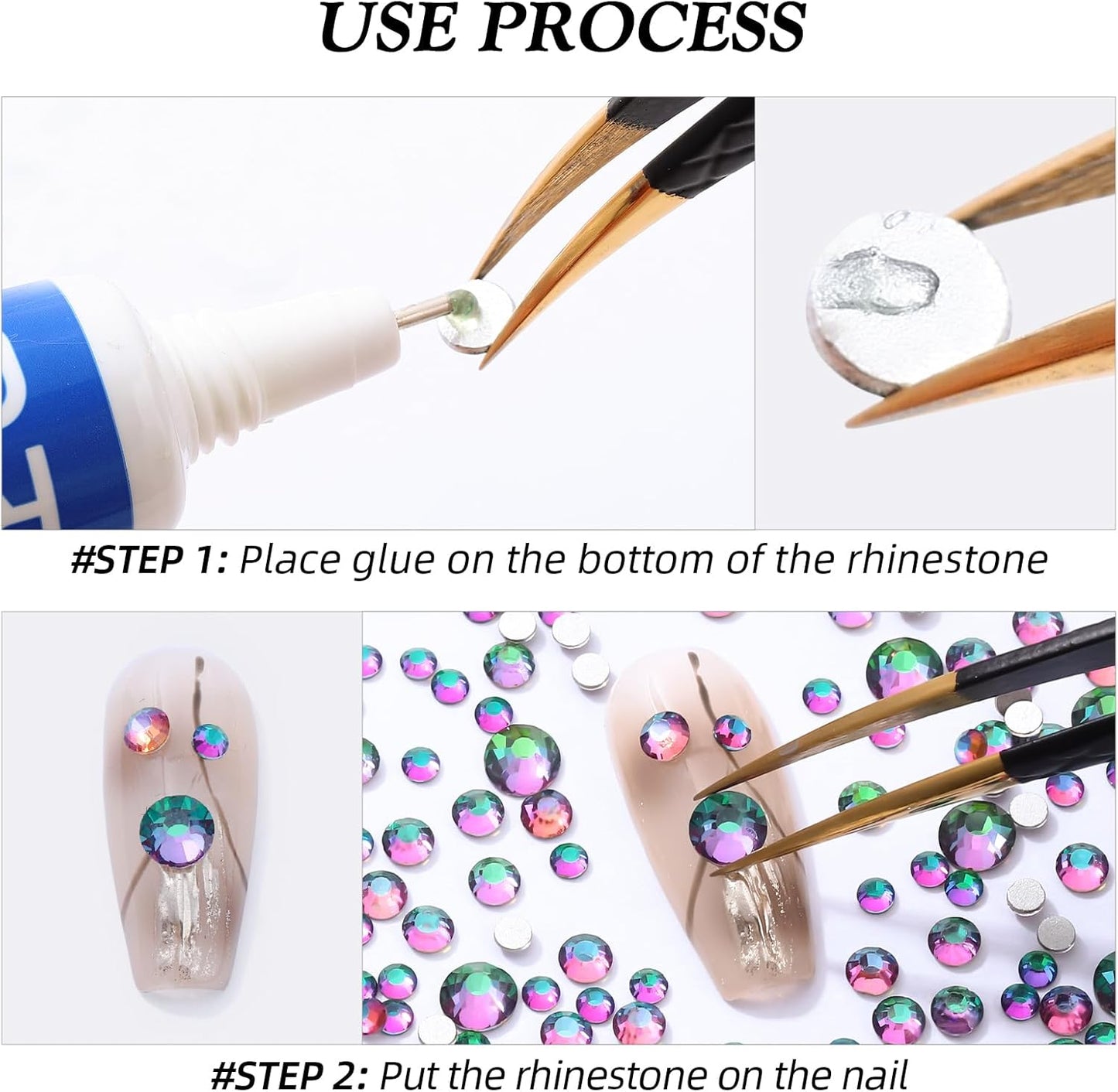 Green Volcano Flatback Rhinestones, Glass Rhinestones for Nail Art and Craft, Glue Fix, Loose Crystal Gemstones(Green Volcano, SS4, 1440pcs, 1.5-1.7mm)