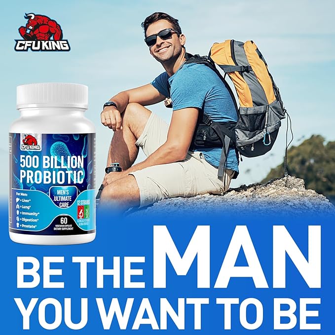 Probiotics for Men, 500 Billion CFU & 12 Strains Mens Probiotic, Men Probiotics with Turmeric, Cranberry, Goji, Gut Health for Men, Probiotics for Men Digestive Health, Immune Bloating, 120-Day Supply