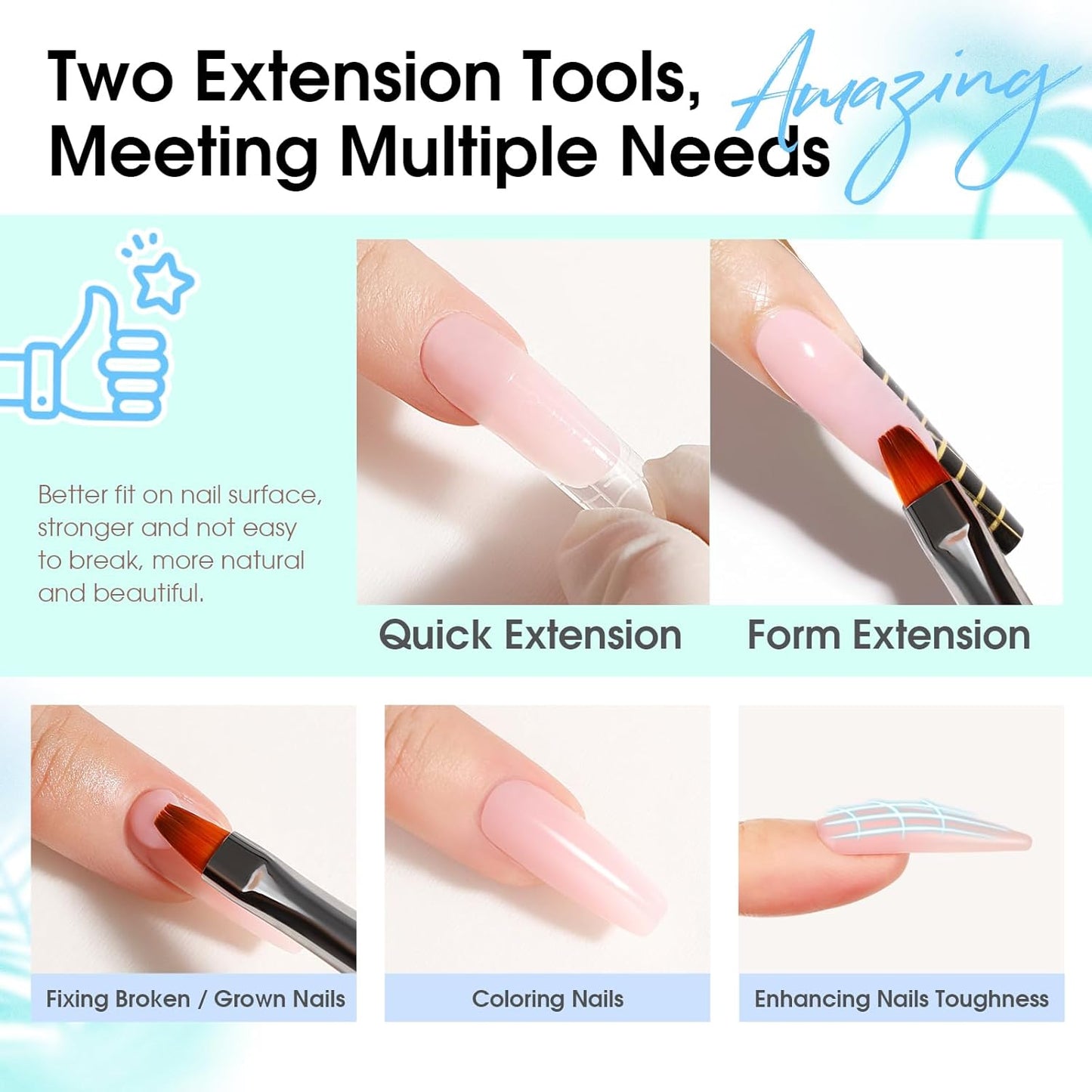 ROSALIND Pink Poly Nail Gel Kit -12 Colors + Nail Art Accessories Kit Poly Nails Gel Starter Kit with Slip Solution All Seasons Classic Colors Nails Extensions Set with Mini UV Lamp