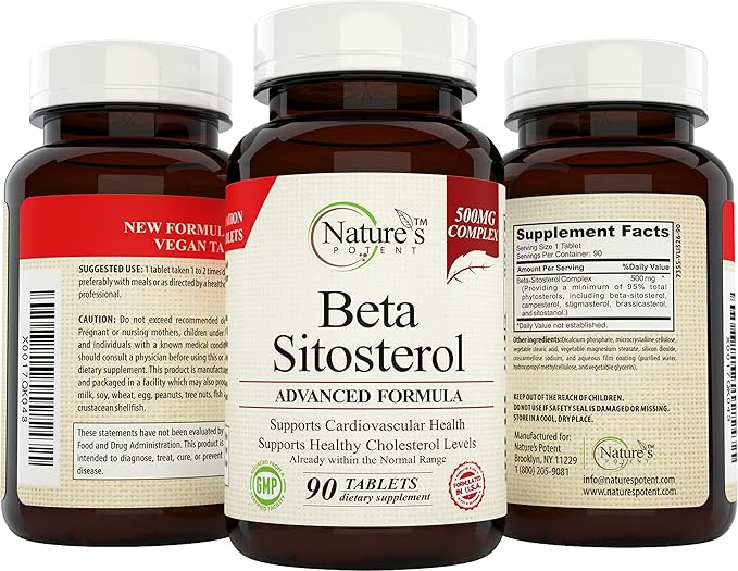 Nature's Potent Beta Sitosterol (500 Mg) Prostate Supplement for Men - Supports Frequent Urination, Prostate Health & Healthy Cholesterol Levels 90 (Tablets)